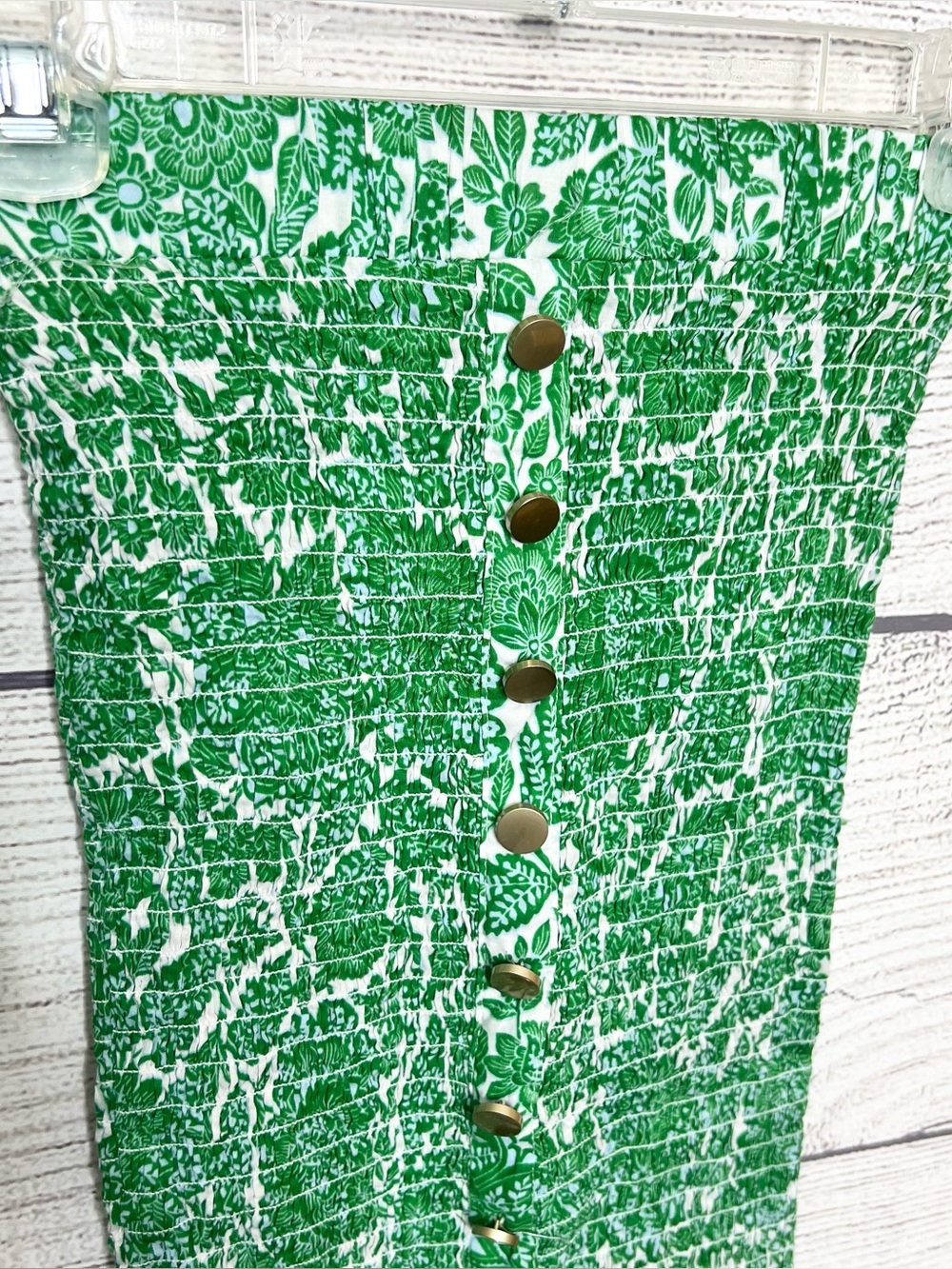 Olivaceous Green & White Floral Smocked Crop Top & Midi Skirt Set Size Small - Picture 8 of 16